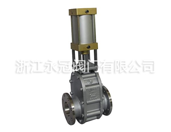 不(bu)鏽鋼氣動(dòng)陶瓷雙閘(zhá)闆閥Z644TC